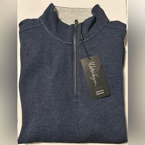 NWT Walter Hagen Golf 1/4 Zip Mens Small Mid-Weight Pique Navy Blue